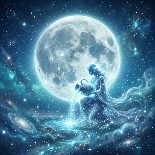 月亮水瓶座 靜謐星空 傾倒星光的水瓶