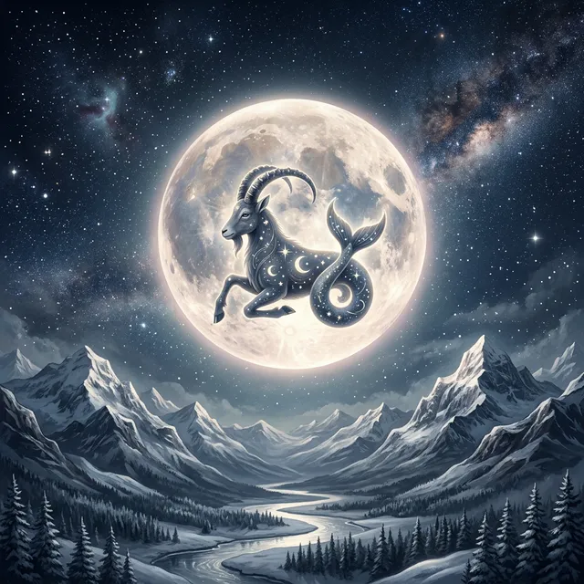 月亮摩羯座 靜謐星空 攀岩海山羊