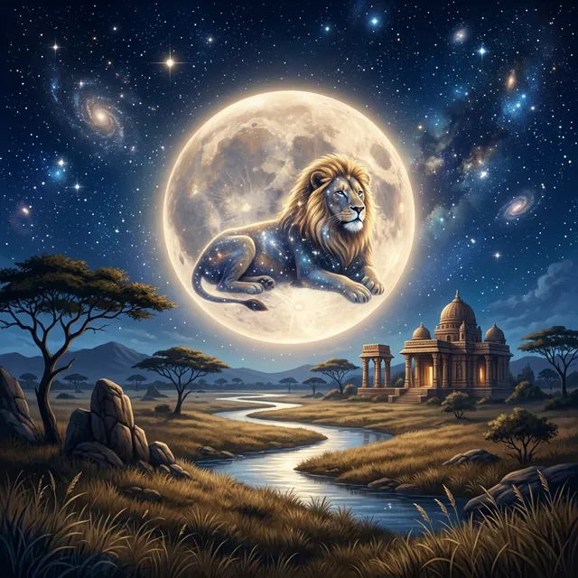 月亮獅子座 靜謐星空 魔法星雲中的獅子