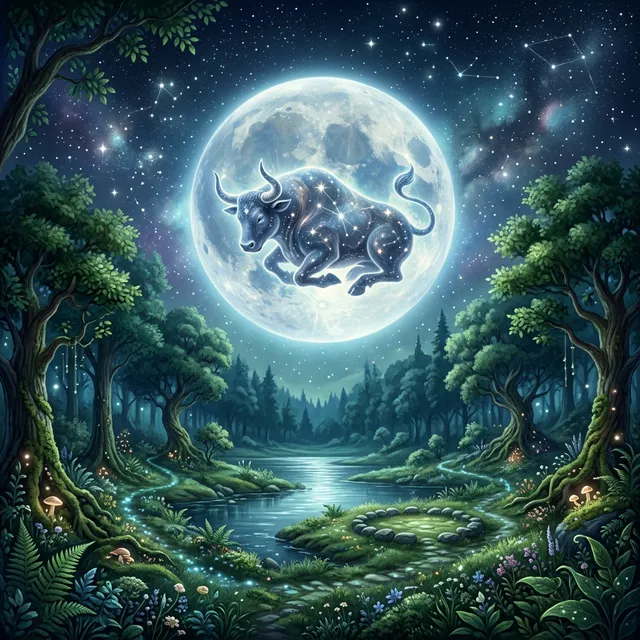 月亮金牛座 靜謐星空 魔法森林中的金牛